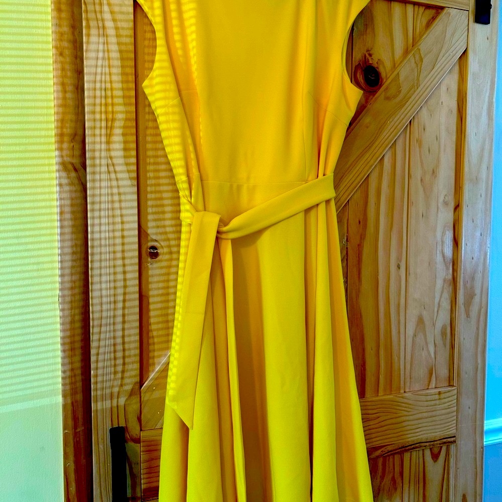 Elegant Yellow Sleeveless Dress